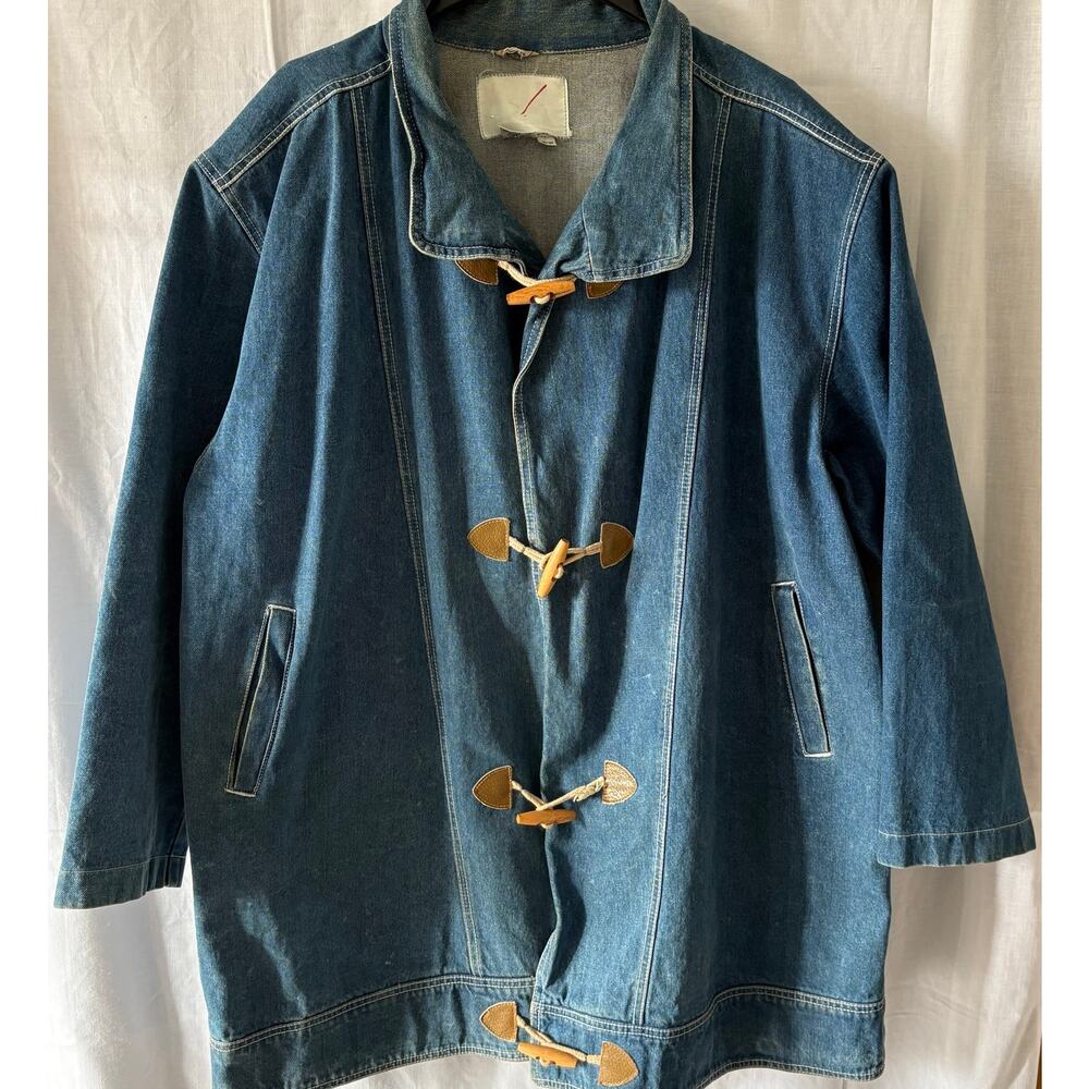 Vintage Denim Toggle Closure Barn Chore Coat Jacket Plus Size 26/28